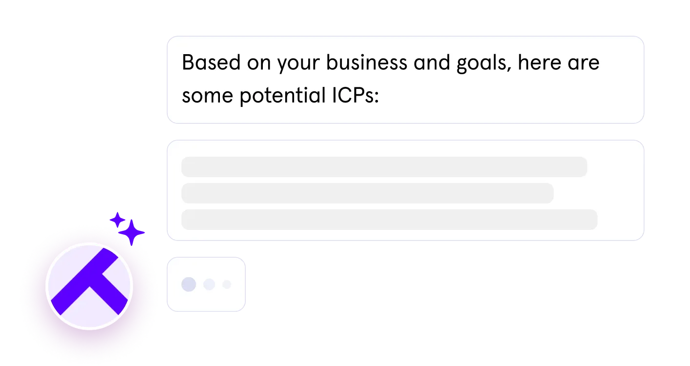 Client profile generator illustrating business-focused insights, including potential ideal customer profiles (ICPs), with a sleek, user-friendly interface emphasizing tailored marketing recommendations.